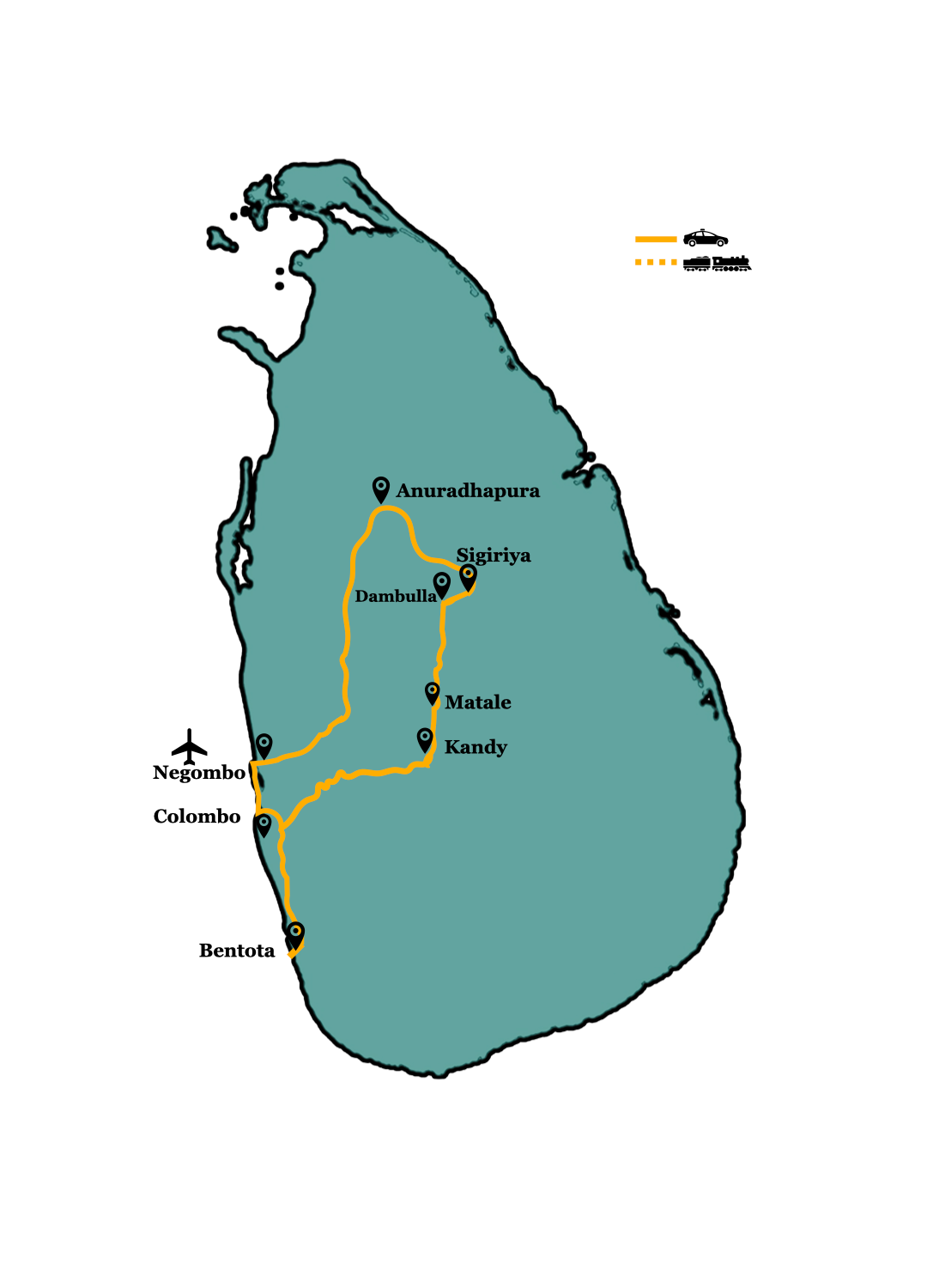 Route des Sri Lanka Ayurveda, Yoga und Spiritual Wellness Retreats von Negombo über Anuradhapura, Sigiriya und Matale nach Bentota